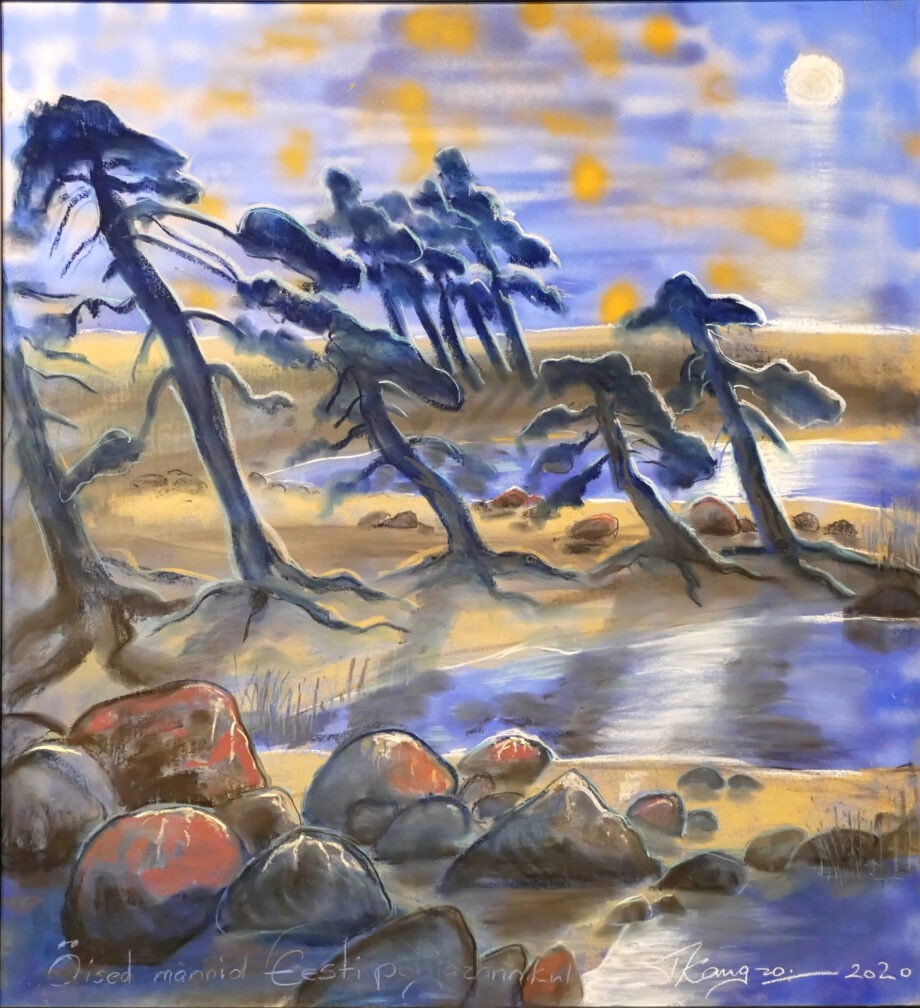 Pinetrees, nature, landscape, taunokangro, art, pastel, estonianartist