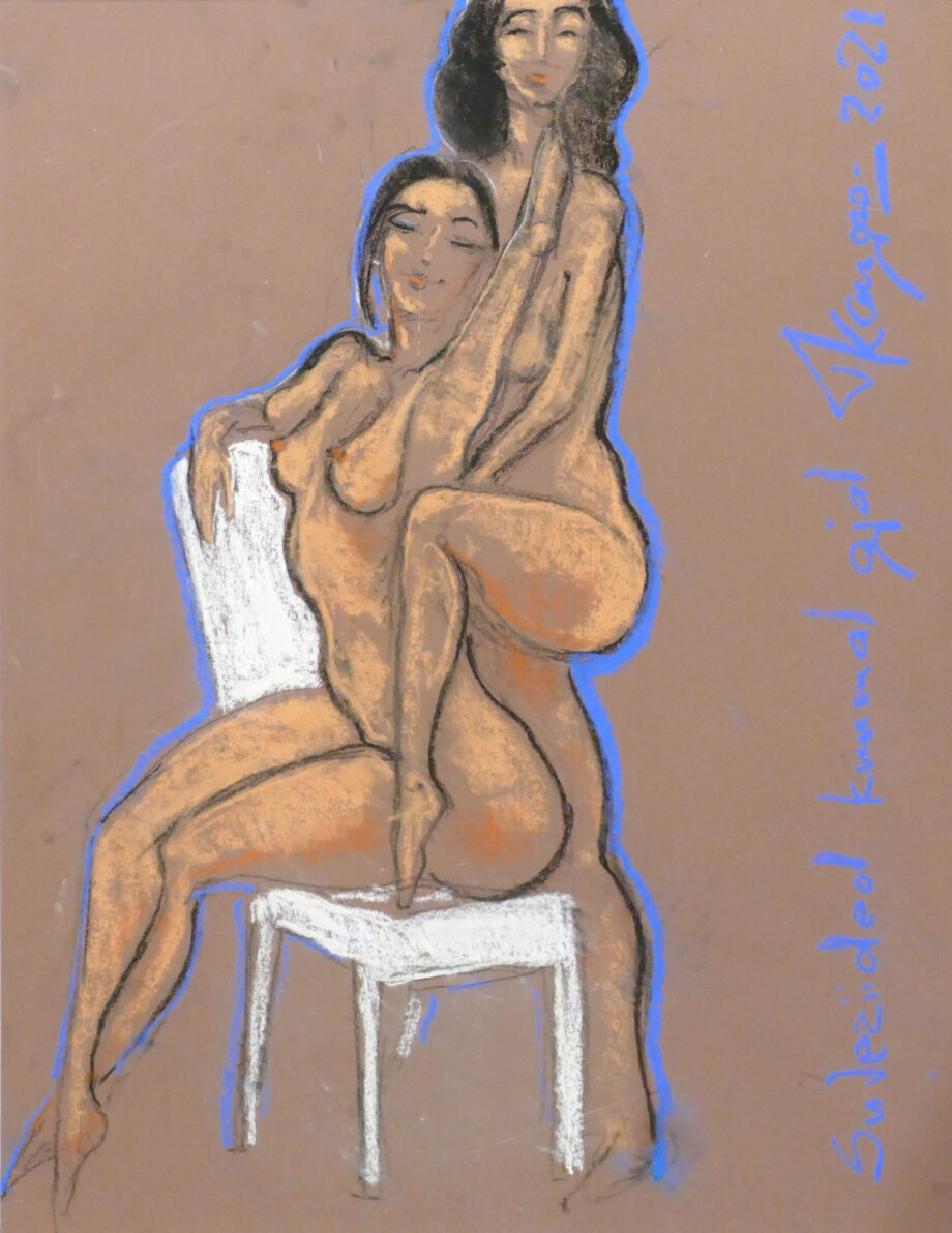 Akt, woman, nude, chair,Tauno Kangro, pastellmaal,pastel painting, estonian artist ,Osta taunokangro.com kunstipoest internetis.