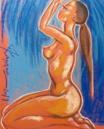 Tauno Kangro, pastellmaal, akt, naine , woman,nude,pastel painting ,hetk enne tormi, Osta taunokangro.com kunstipoest internetis.