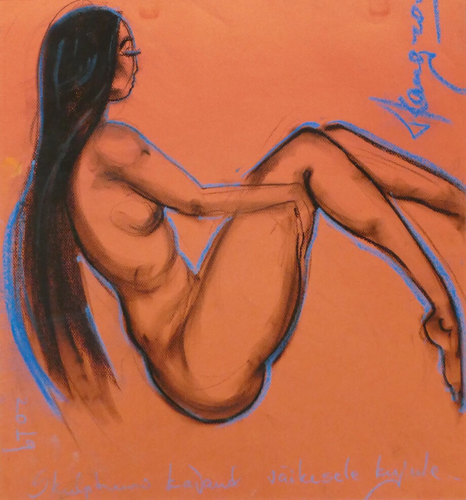 Tauno Kangro pastellmaal, akt naine , nude woman,nude,pastel painting , Osta taunokangro.com kunstipoest internetis.