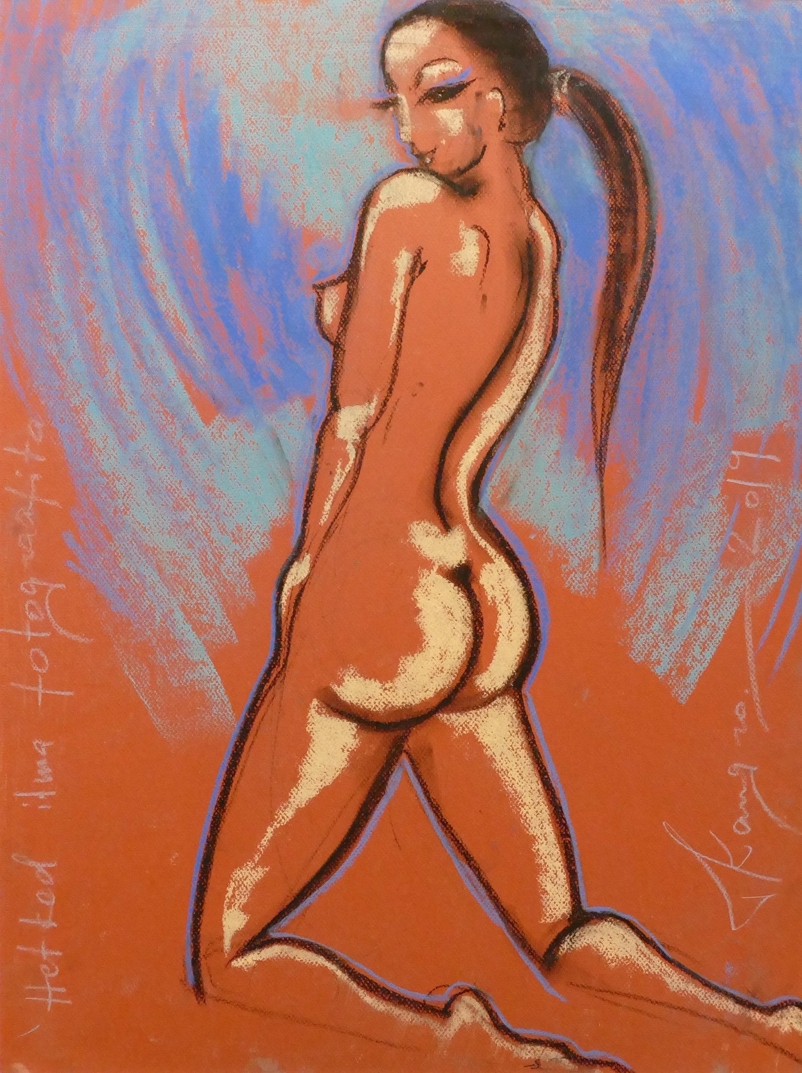 Naked woman painting